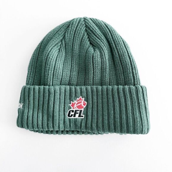 Reebok Unisex CFL Grey Cup Ribbed Cuff Classic Beanie Hat Green One Size - Picture 5 of 6